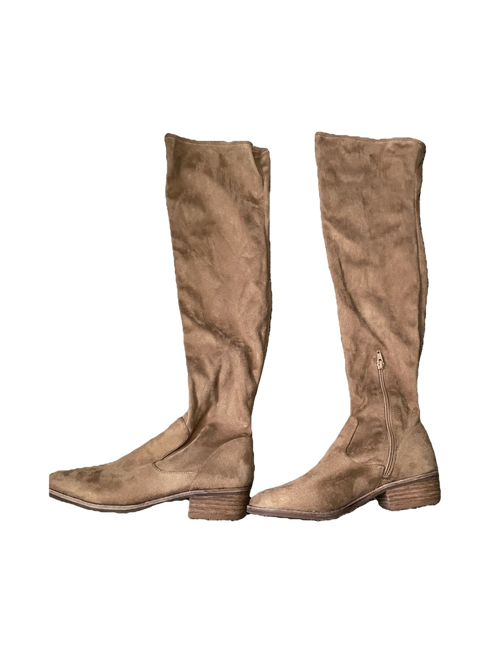 Gianni Bini Over-the-Knee Suede-Look Boots in Taupe Brown